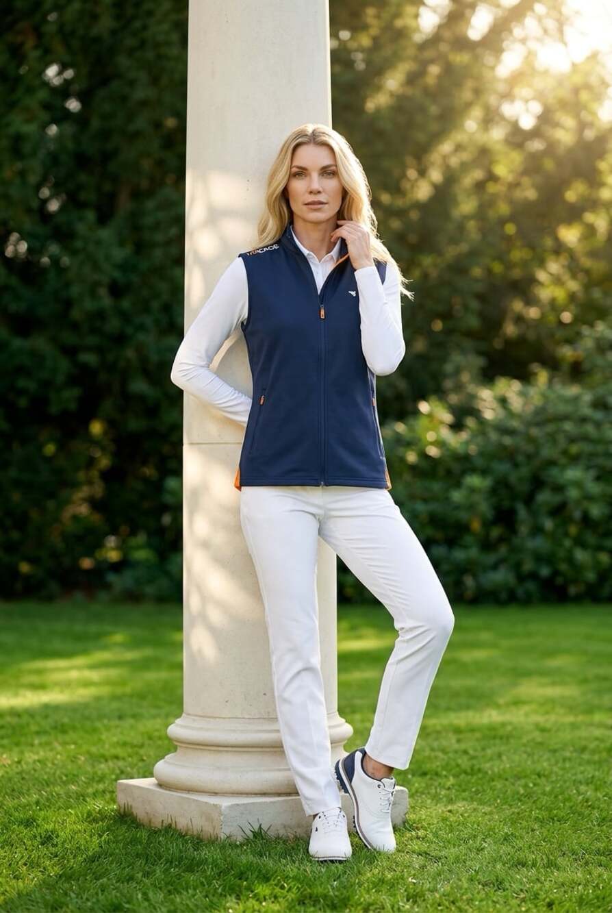 Macade Golf Women's Therma Vest Navy Blue Orange Slim-Fit Size XL